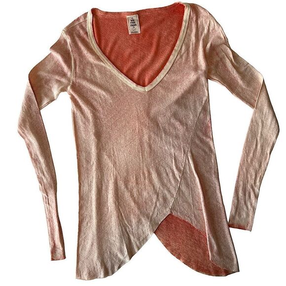 Free People We the Free Long Sleeve Peachy Salmon Color Tunic Tee NWOT x-small - Picture 7 of 13